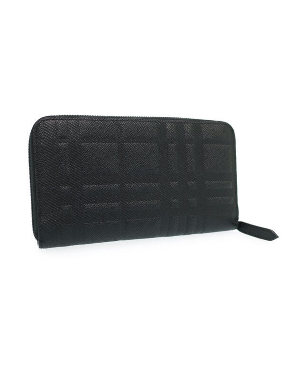 Burberry Travel Zipper Long Wallet Check Round Black